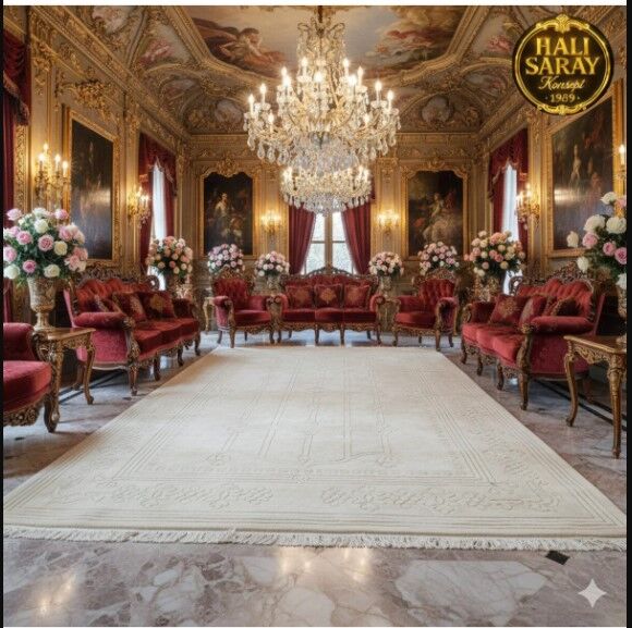 UŞAK SAF YÜN DOKUMA HALI İPEK FLOŞ SÜSLEME YÜN HALI