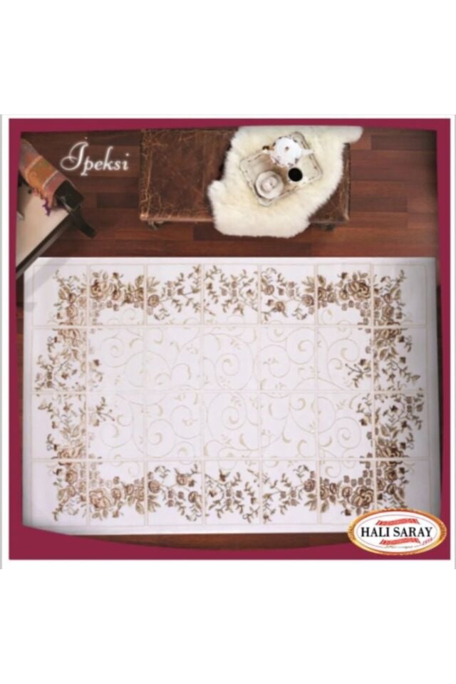 UŞAK SARAY İPEKSİ SAFİ YÜN DOKUMA ÜZERİNDE İPEK FLOŞ SÜSLEME MUHTEŞEM SALON HALISI