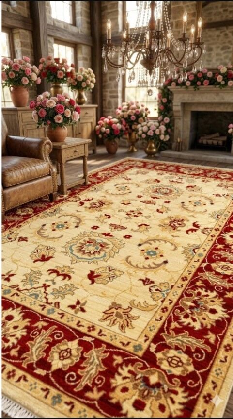 Yün Halı Uşak Saf Yün Halı Slc 01123 Geleneksel Doku, Yün Halı