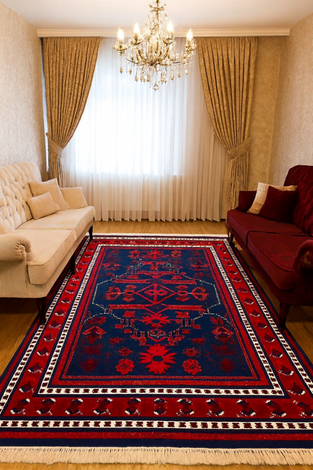 YÜN HALI UŞAK AFGAN SAF YÜN YÜKSEK KALİTE SIK DOKUMA MUHTEŞEM HALI BORDO 002