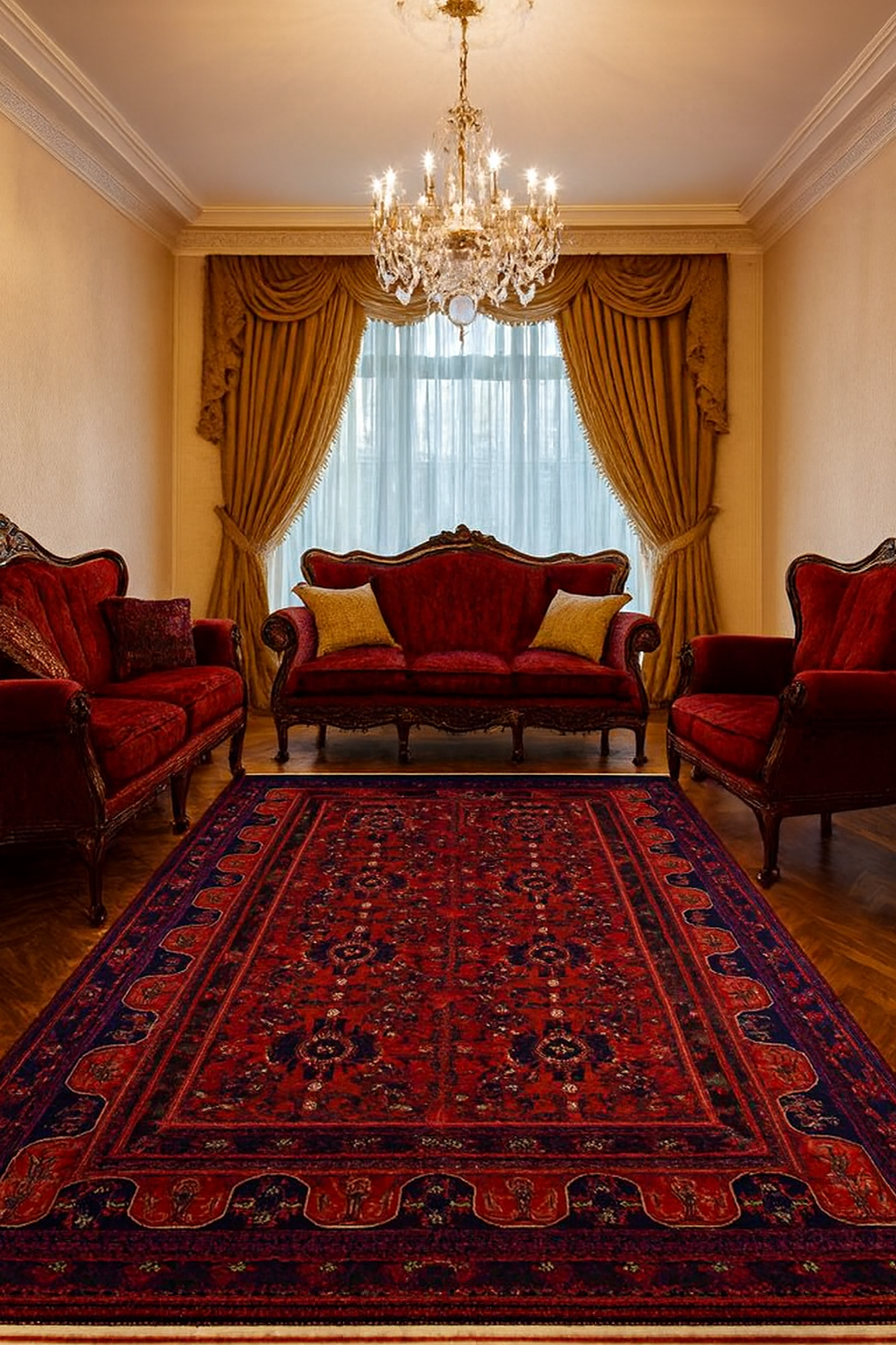 Yün Halı Uşak Afgan 1.kalite Saf Yün Özel Dokuma Halı Bordo Geleneksel Doku, Yün Halı 240x340 ebat