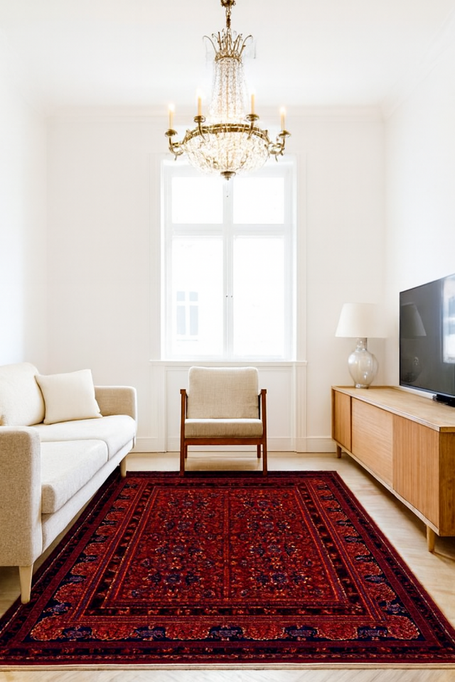 Yün Halı Uşak Afgan 1.kalite Saf Yün Özel Dokuma Halı Bordo Geleneksel Doku, Yün Halı 240x340 ebat