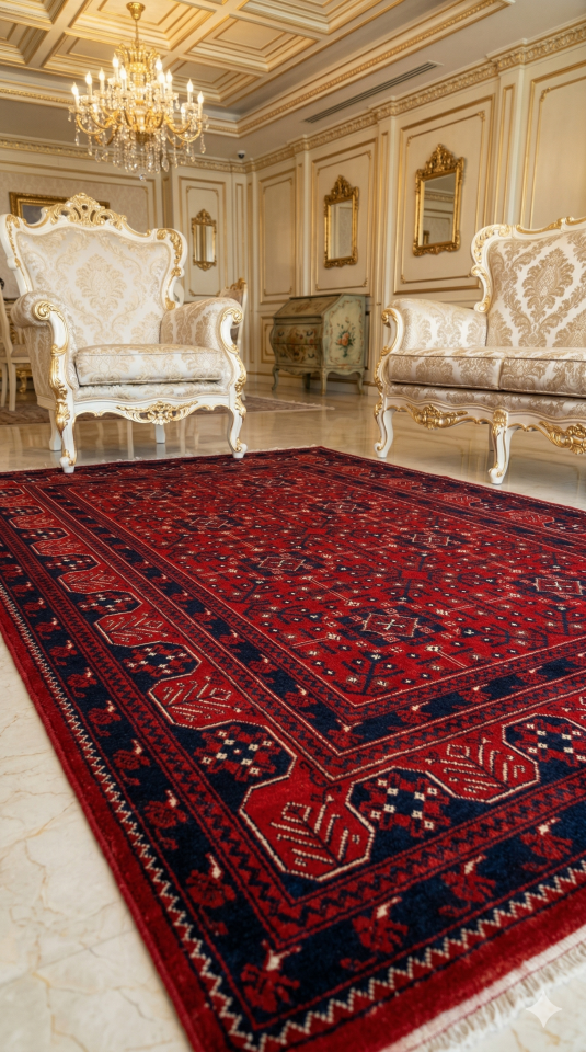 Yün Halı Uşak Afgan 1.kalite Saf Yün Özel Dokuma Halı Bordo Geleneksel Doku, Yün Halı 240x340 ebat