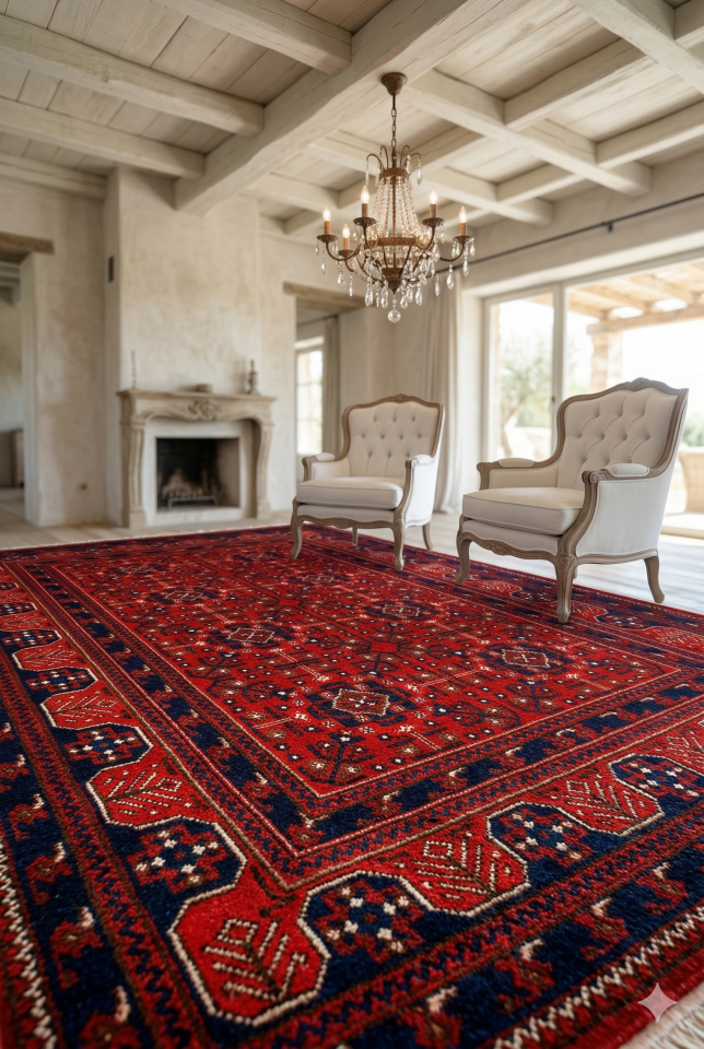 Yün Halı Uşak Afgan 1.kalite Saf Yün Özel Dokuma Halı Bordo Geleneksel Doku, Yün Halı 240x340 ebat