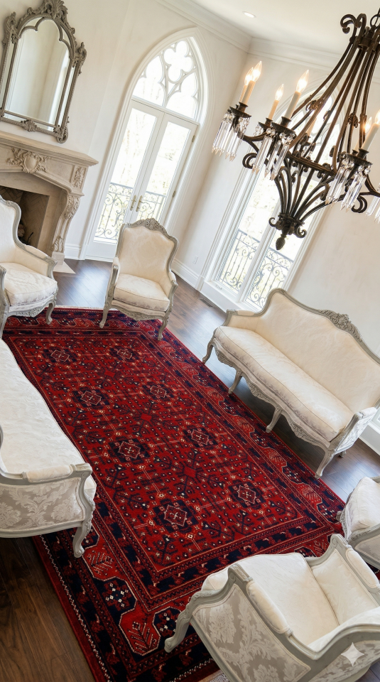 Yün Halı Uşak Afgan 1.kalite Saf Yün Özel Dokuma Halı Bordo Geleneksel Doku, Yün Halı 240x340 ebat