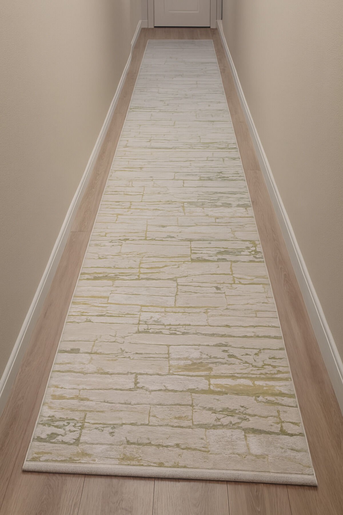SARAY SIK DOKUMA KALIN AKRİLİK YOLLUK HALI HARDAL KAHVE Gri̇ - 100 X 300