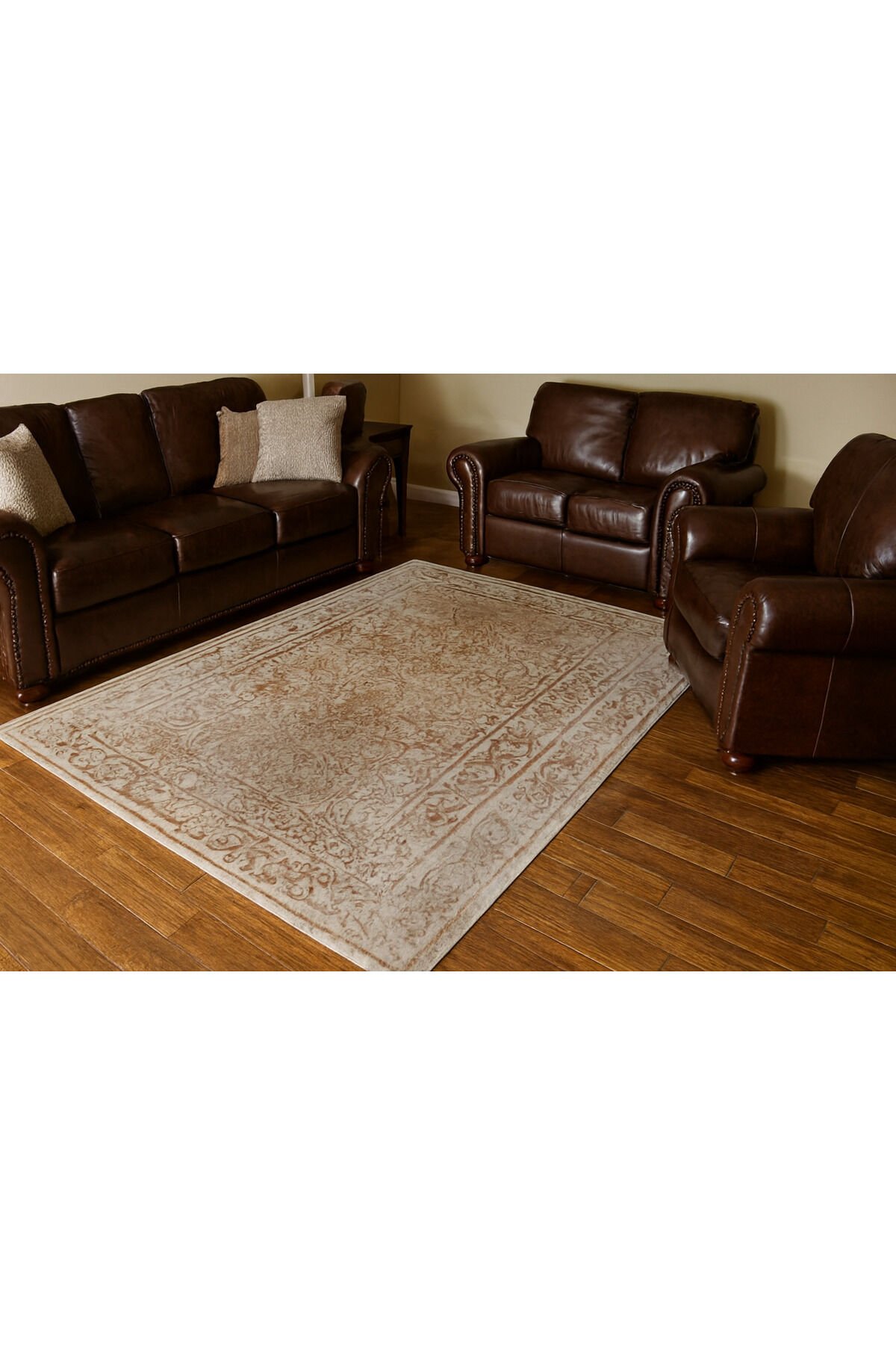 Yün Halı Uşak Saf Yün Mirage Parıltılı Muhteşem Yün Halı Kahve 004 Geleneksel Doku, Yün Halı Kahve Açik - 160 X 230