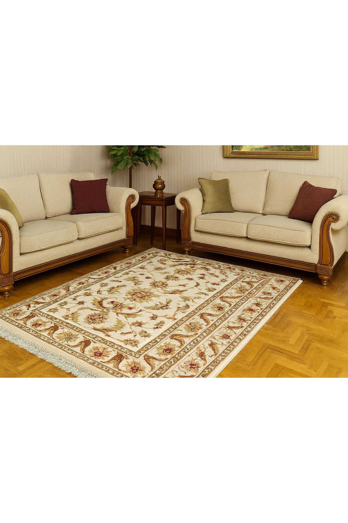 YÜN HALI UŞAK  SAF YÜN  SÜPER HALI KAHVE ANTRASİT 01052 Bej - 160 X 230