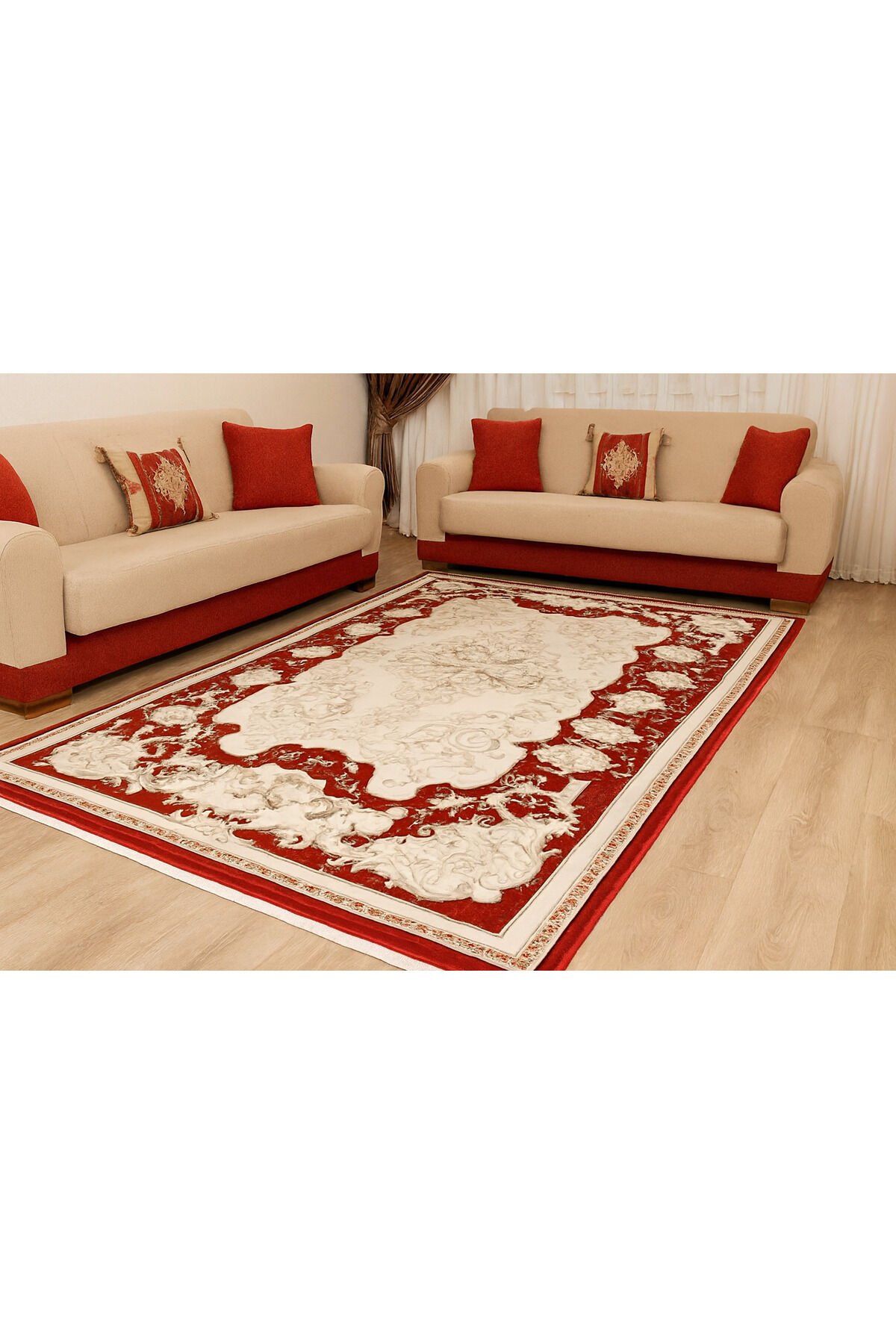 VİZYON YÜKSEK KALİTE KALIN SIK DOKUMA MUHTEŞEM HALI 02 Krem - 150 X 230