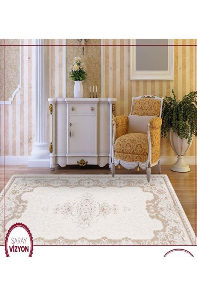 VİZYON KALIN YÜKSEK KALİTE SIK DOKUMA MUHTEŞEM HALI 01 Krem Kahve - 200 X 300