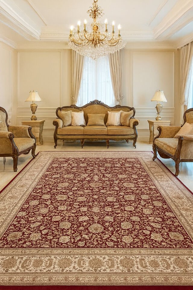 İMPARATOR İPEK AKRİLİK IŞILTILI ORTA KALINLIKTA MUHTEŞEM SALON HALISI Kırmızı - 240 X 340