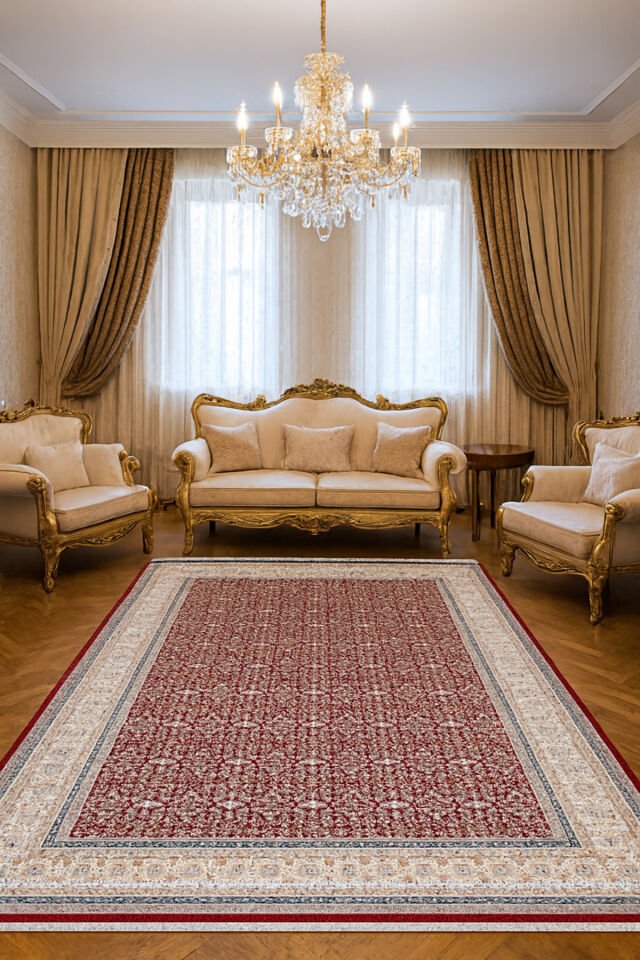 İMPARATOR İPEK AKRİLİK IŞILTILI ORTA KALINLIKTA MUHTEŞEM SALON HALISI Kırmızı - 160 X 230
