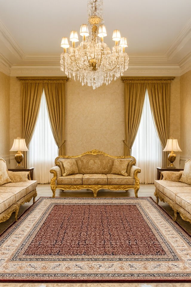 İMPARATOR İPEK AKRİLİK IŞILTILI ORTA KALINLIKTA MUHTEŞEM SALON HALISI Kırmızı - 160 X 230