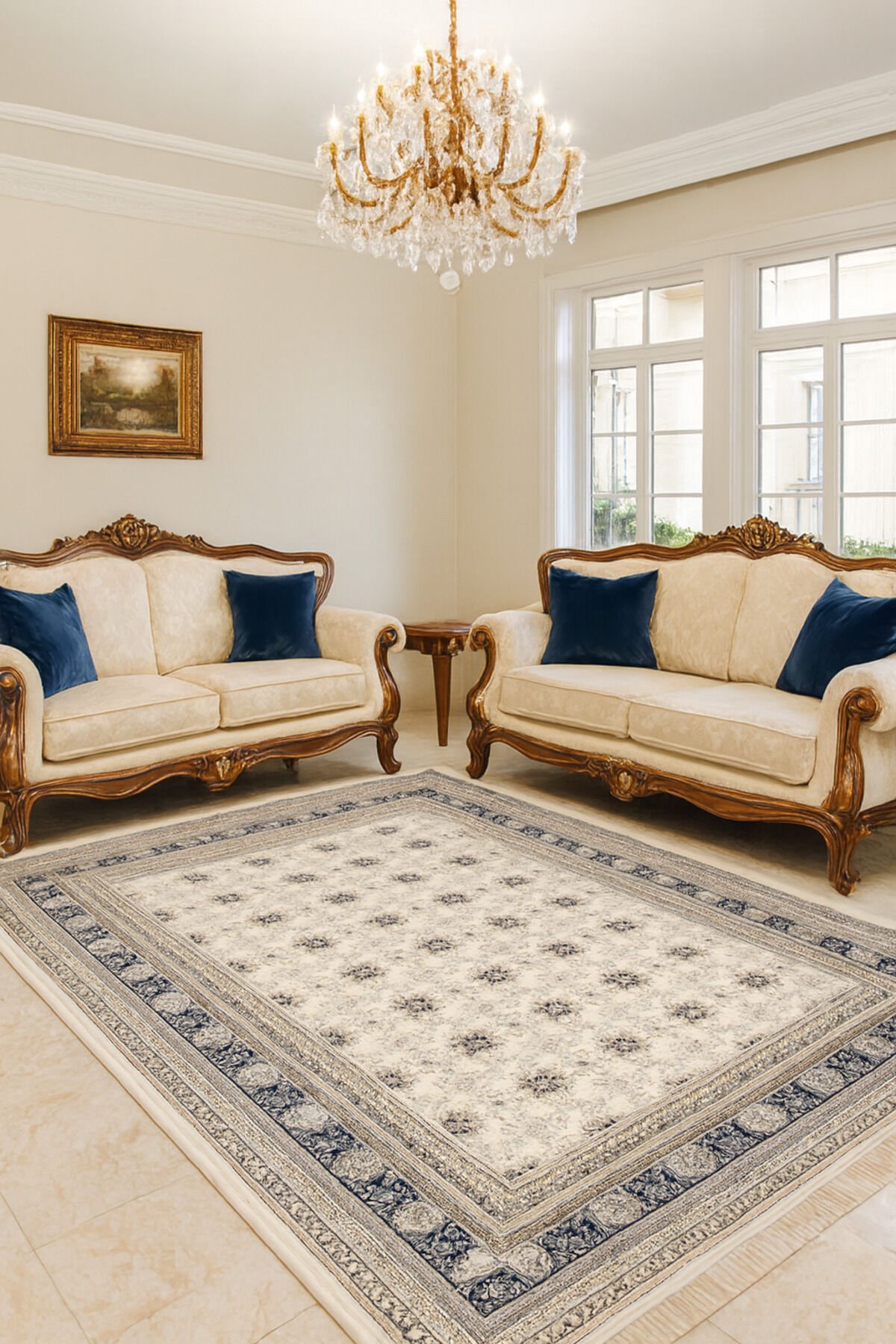 İMPARATOR İPEK AKRİLİK IŞILTILI ORTA KALINLIKTA MUHTEŞEM SALON HALISI Krem - 160 X 230