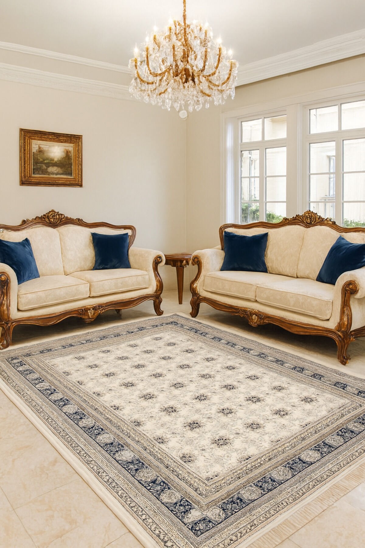 İMPARATOR İPEK AKRİLİK IŞILTILI ORTA KALINLIKTA MUHTEŞEM SALON HALISI Krem - 200 X 300