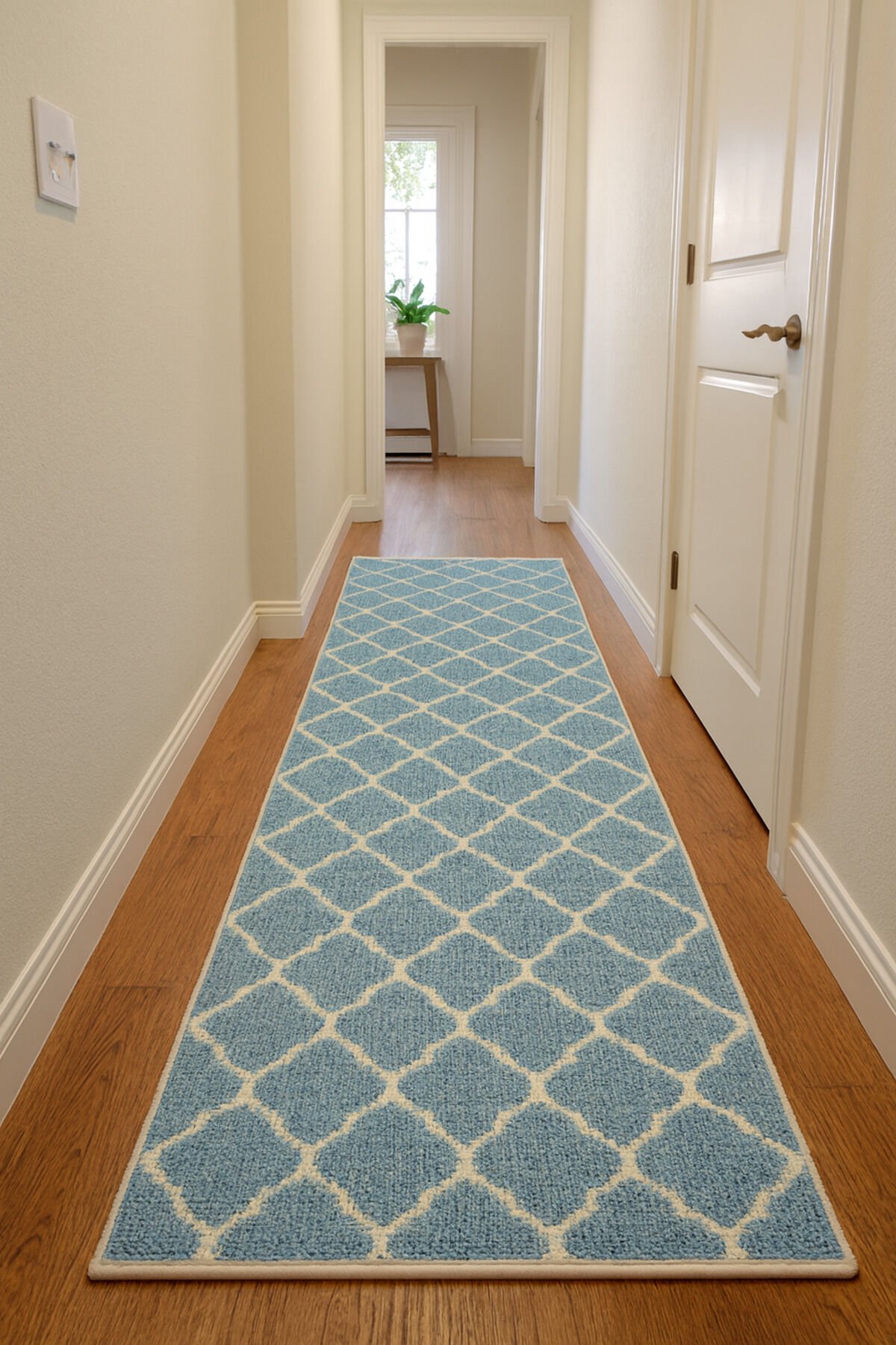 STEP SIK DOKUMA KALIN KESME HALI  YOLLUK Mavi̇ - 120 X 250