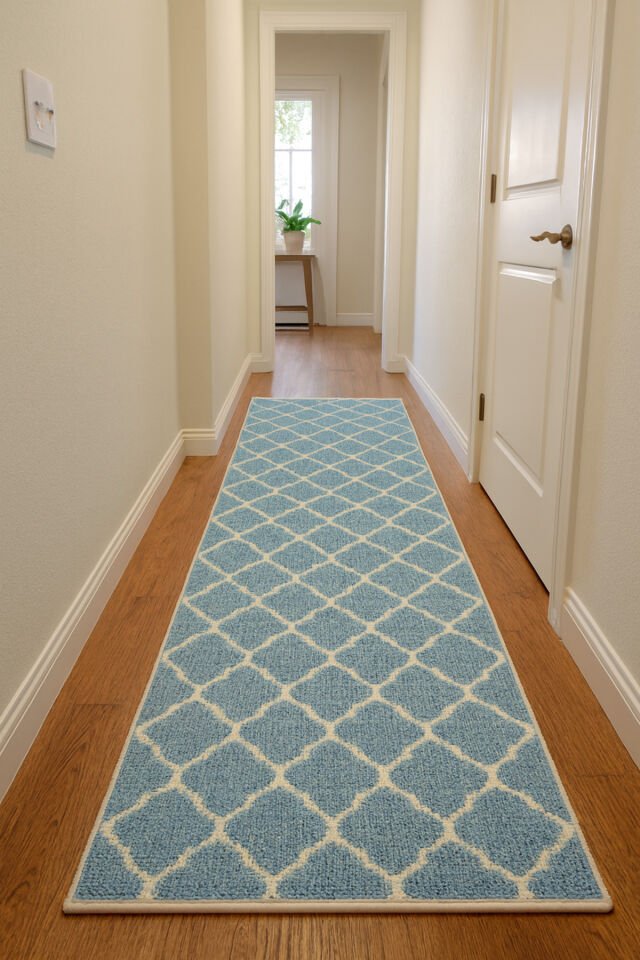 STEP SIK DOKUMA KALIN KESME HALI  YOLLUK Mavi̇ - 80 X 200