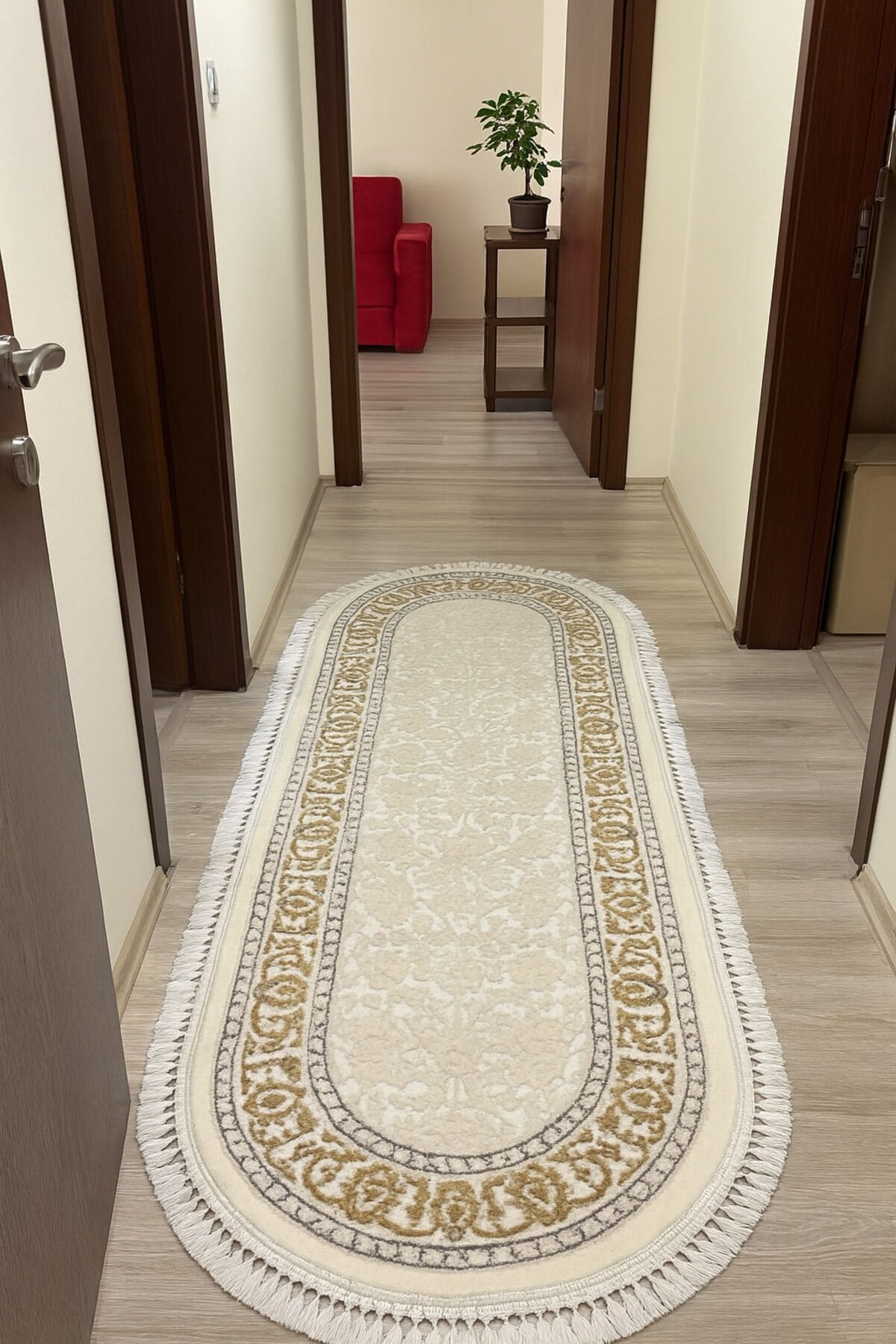 HERA SIK DOKUMA AKRİLİK OVAL HALI Krem - 80 X 150