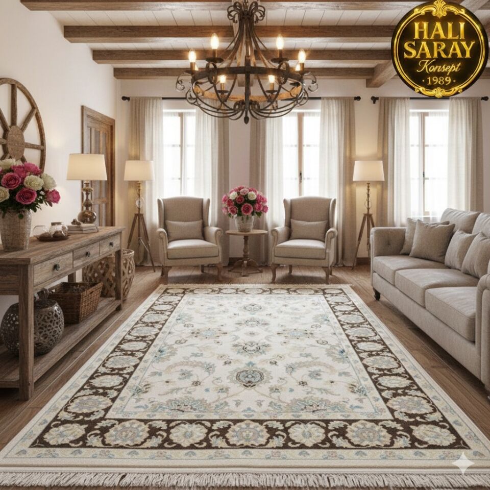 YÜN HALI UŞAK  SAF YÜN  SÜPER HALI KAHVE ANTRASİT 01052