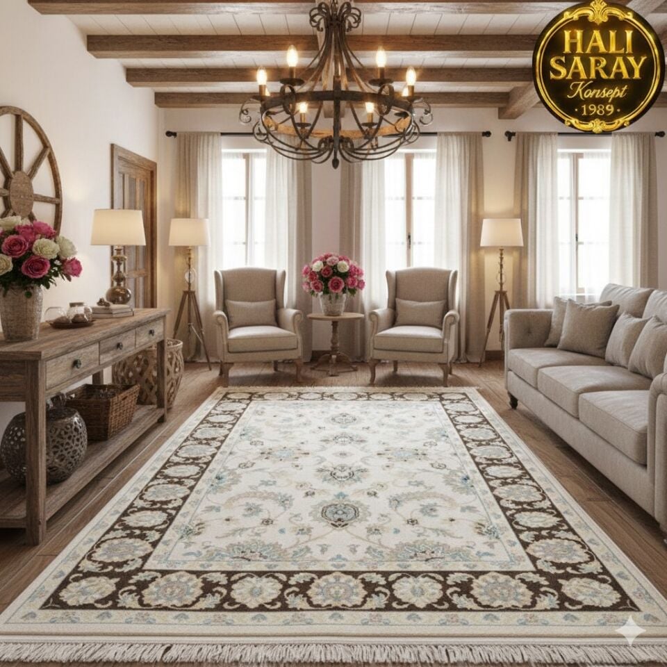 YÜN HALI UŞAK  SAF YÜN  SÜPER HALI KAHVE ANTRASİT 01052