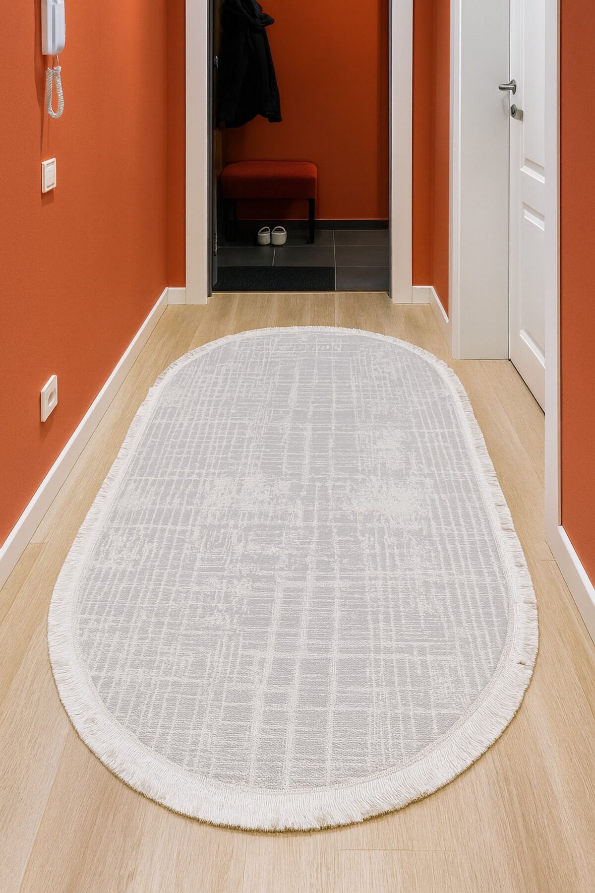 HERA SIK DOKUMA AKRİLİK OVAL HALI Gri - 80 X 150