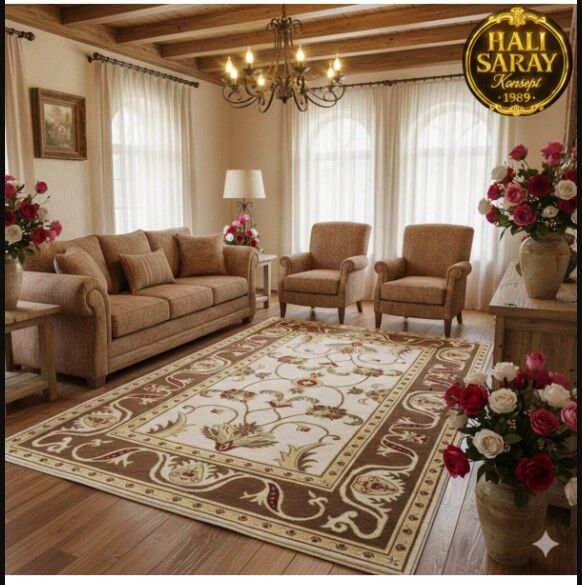 YÜN HALI UŞAK  SAF YÜN  SÜPER HALI KAHVE ANTRASİT 01052