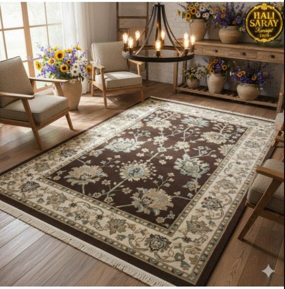 YÜN HALI UŞAK  SAF YÜN  SÜPER HALI KAHVE ANTRASİT 01052