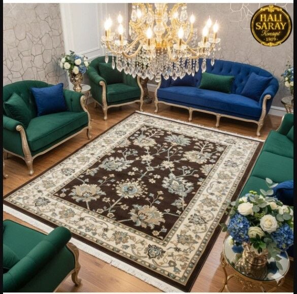 YÜN HALI UŞAK  SAF YÜN  SÜPER HALI KAHVE ANTRASİT 01052