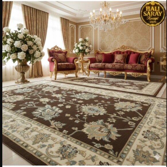 YÜN HALI UŞAK  SAF YÜN  SÜPER HALI KAHVE ANTRASİT 01052