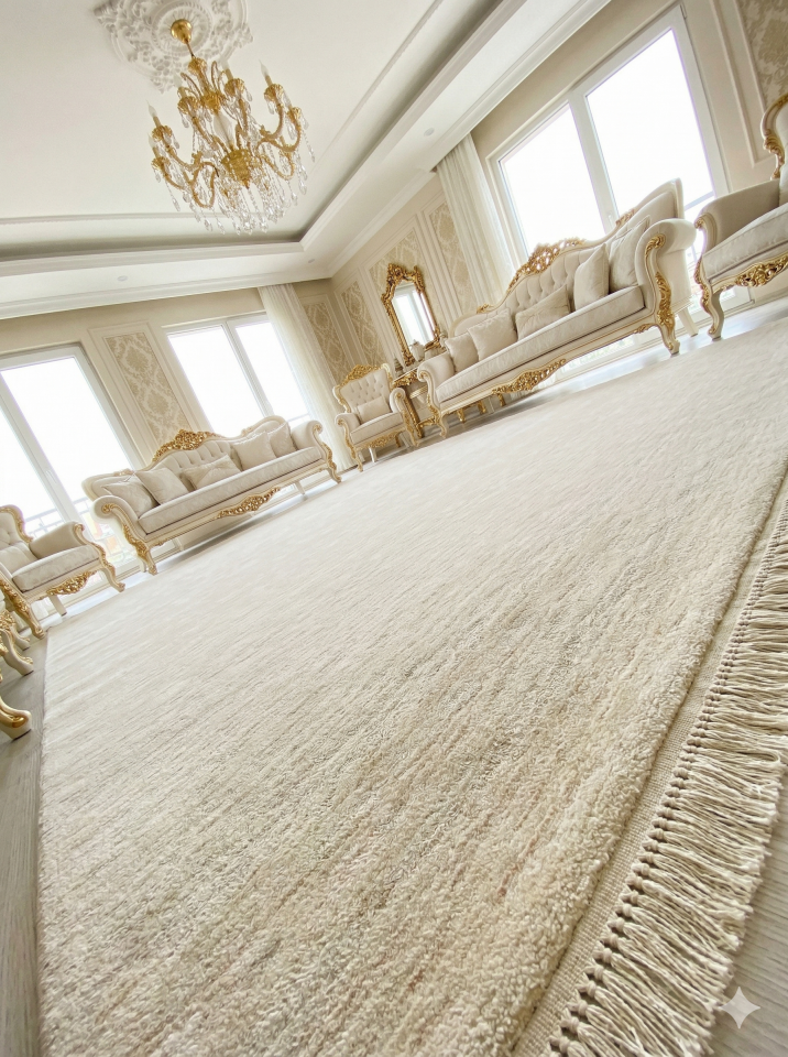 Yün Halı Uşak Saf Yün Halı Düz Renk  Özel Fiyat 002 Bej Geleneksel Doku, Yün Halı