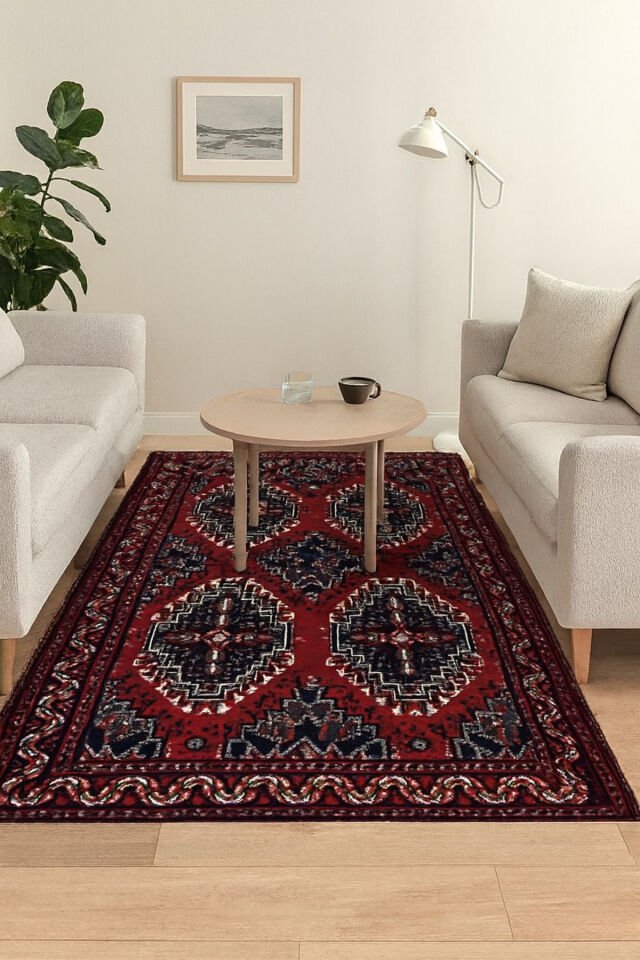 AFGAN HALI DOKUMA TÜY YAPMAYAN ORTA KALINLIKTA ÖZEL TEZGAH DOKUMA MUHTEŞEM HALI Kırmızı - 200 X 300
