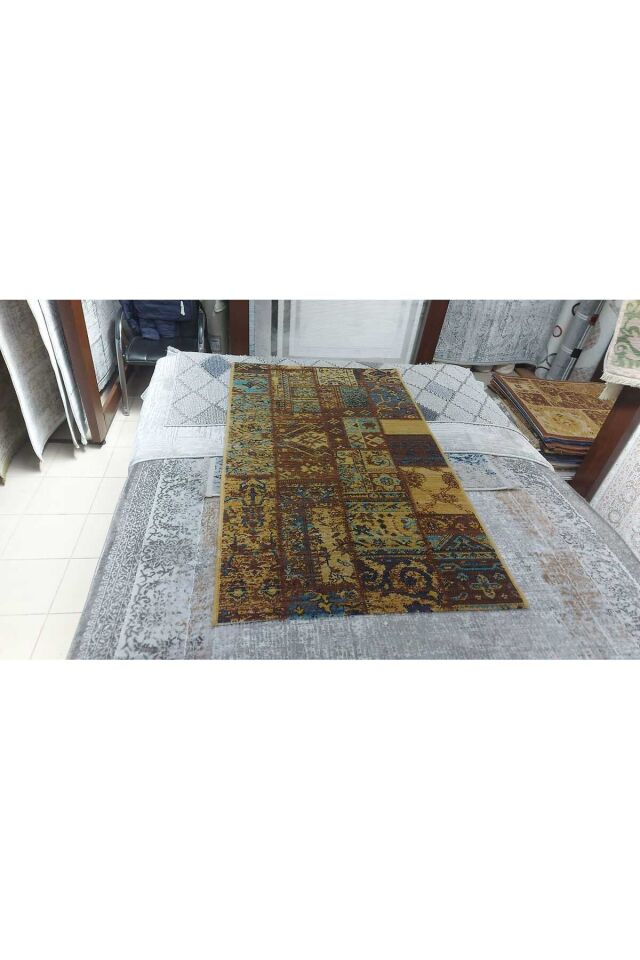 Yün Halı Uşak Saf Yün Süper Halı Kahve Antrasit 01052 Geleneksel Doku, Yün Halı