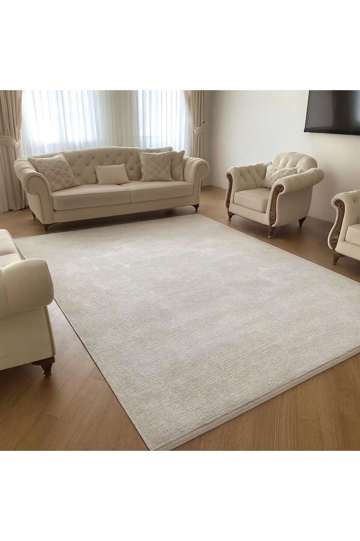 merinos Yüksek Kalite Ipek Bambu Parıltılı Düz Renk Halı Premium Salon Halısı beyaz renk