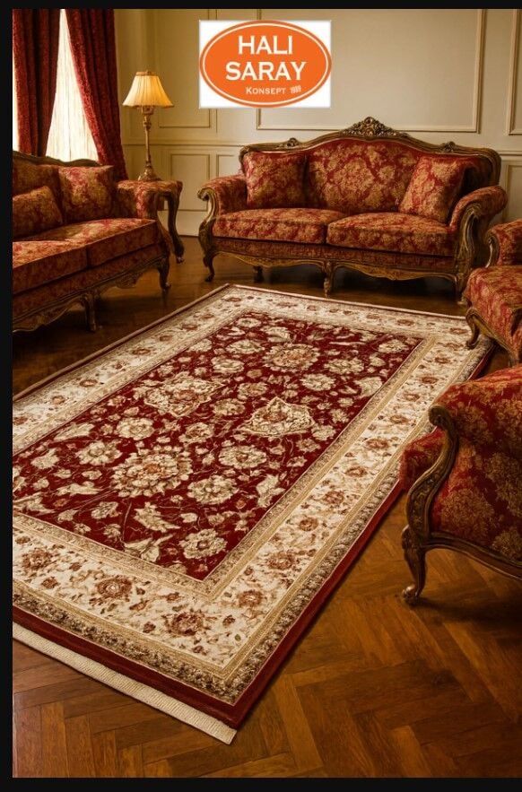 HANEDAN SIK DOKUMA İPEK AKRİLİK PARILTILI TÜY VERMEYEN YÜKSEK KALİTE SALON HALISI ORTA KALINLIKTADI