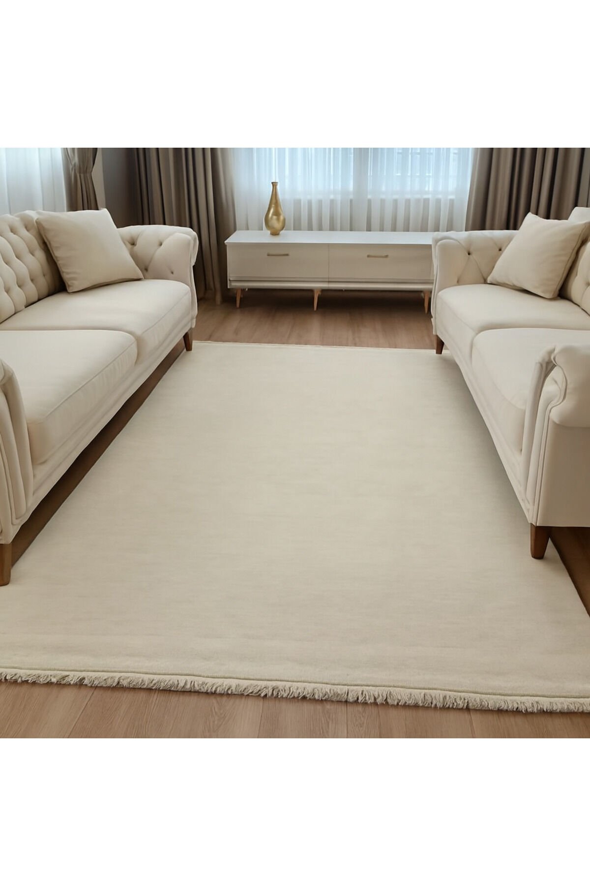 Yün Halı Uşak Saf Yün Halı Düz Renk  Özel Fiyat 002 Bej Geleneksel Doku, Yün Halı Bej - 170 X 240