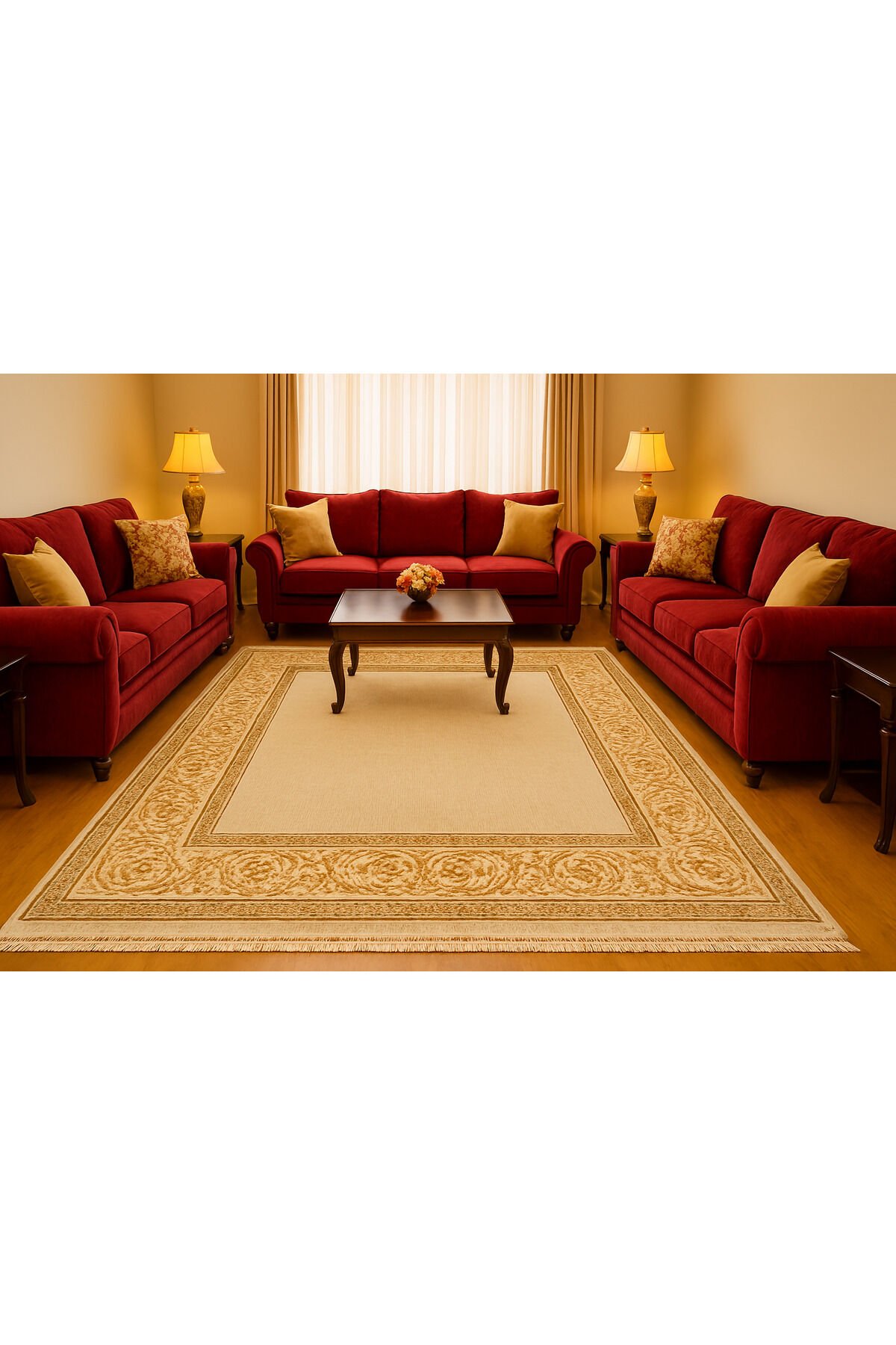 SULTAN İPEK HALI YÜKSEK KALİTE SIK DOKUMA EL EMEĞİDE OLAN İPEK SALON HALISI Altın - 200 X 290