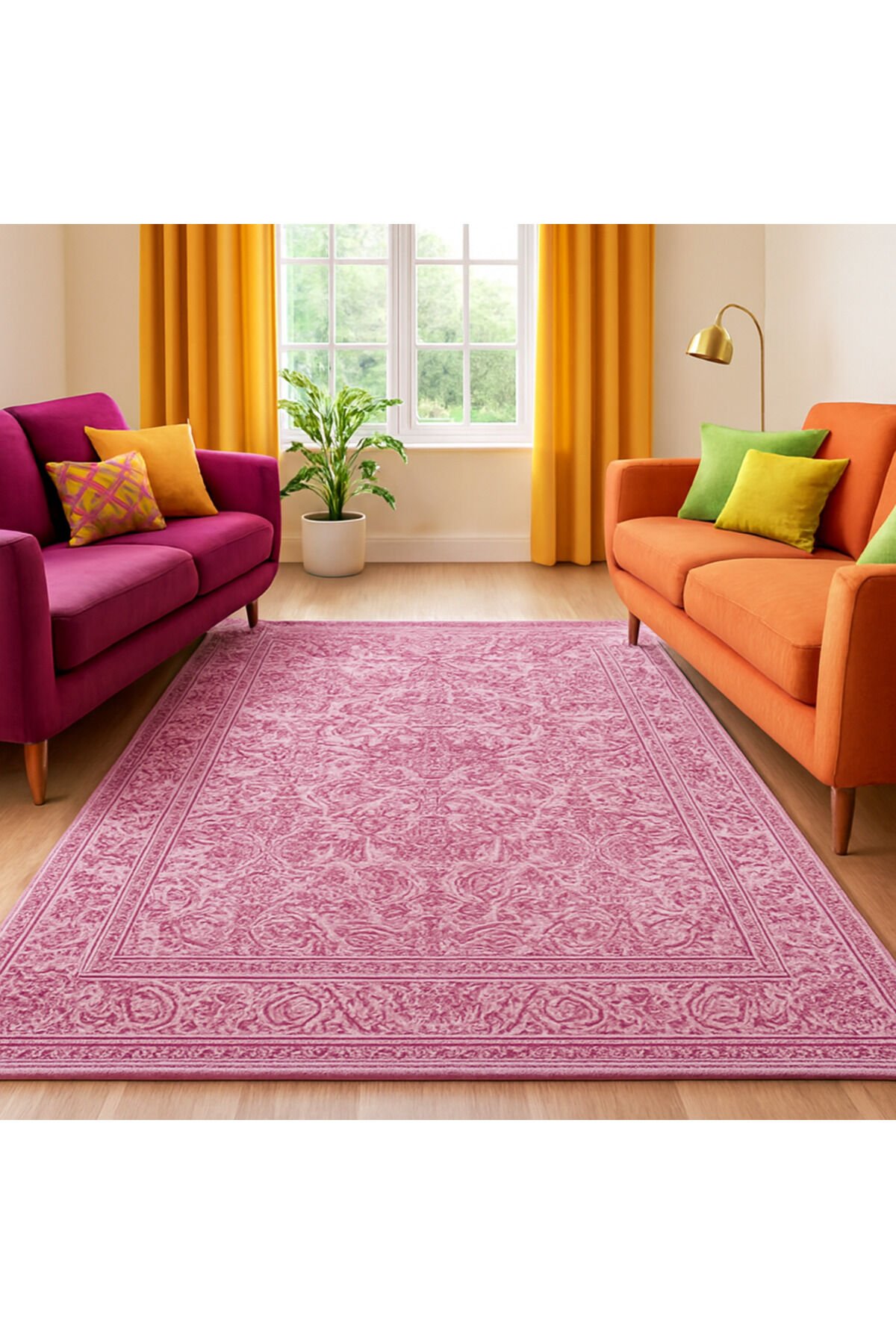 Yün Halı Uşak Saf Yün Mirage Parıltılı Floşlu Muhteşem Yün Halı Geleneksel Doku, Yün Halı Mor - 160 X 230