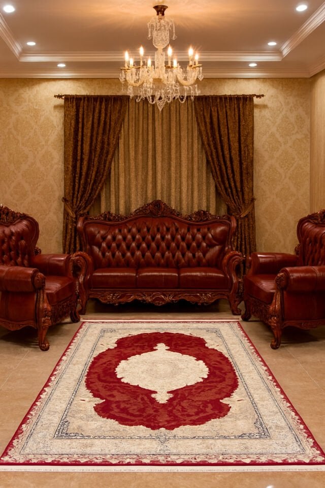 İMPARATOR İPEK AKRİLİK IŞILTILI ORTA KALINLIKTA MUHTEŞEM SALON HALISI Kırmızı - 160 X 230