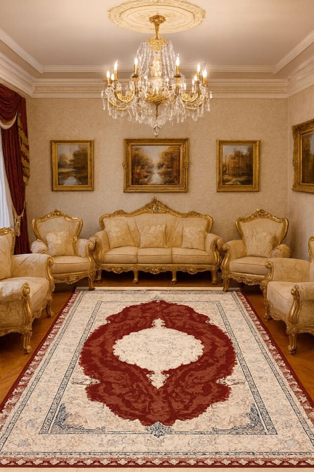 İMPARATOR İPEK AKRİLİK IŞILTILI ORTA KALINLIKTA MUHTEŞEM SALON HALISI Kırmızı - 160 X 230