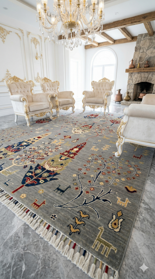 UŞAK SAFİ YÜN ÖZEL DEMİRCİ DOKUMA YÜKSEK KALİTE DOKUMA YÜN HALI