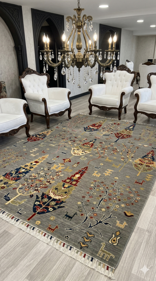 UŞAK SAFİ YÜN ÖZEL DEMİRCİ DOKUMA YÜKSEK KALİTE DOKUMA YÜN HALI