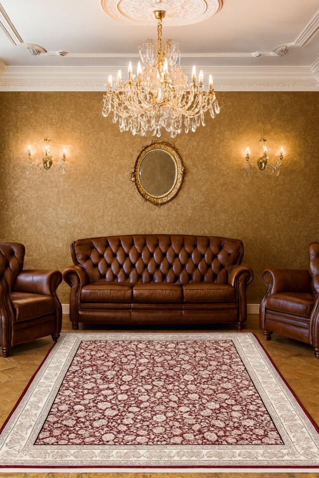 İMPARATOR İPEK AKRİLİK IŞILTILI ORTA KALINLIKTA MUHTEŞEM SALON HALISI Kırmızı - 200 X 300