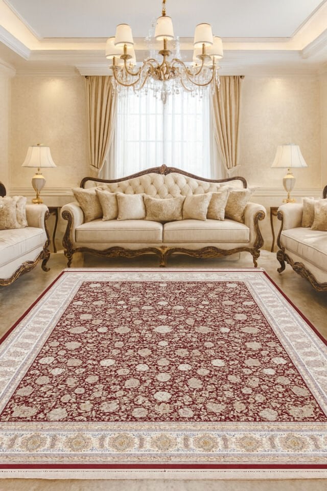 İMPARATOR İPEK AKRİLİK IŞILTILI ORTA KALINLIKTA MUHTEŞEM SALON HALISI Kırmızı - 160 X 230