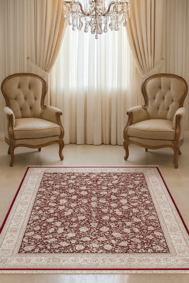 İMPARATOR İPEK AKRİLİK IŞILTILI ORTA KALINLIKTA MUHTEŞEM SALON HALISI Kırmızı - 240 X 340