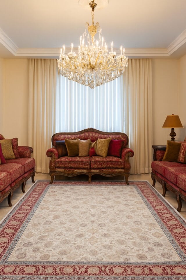 İMPARATOR İPEK AKRİLİK IŞILTILI ORTA KALINLIKTA MUHTEŞEM SALON HALISI Kırmızı - 160 X 230