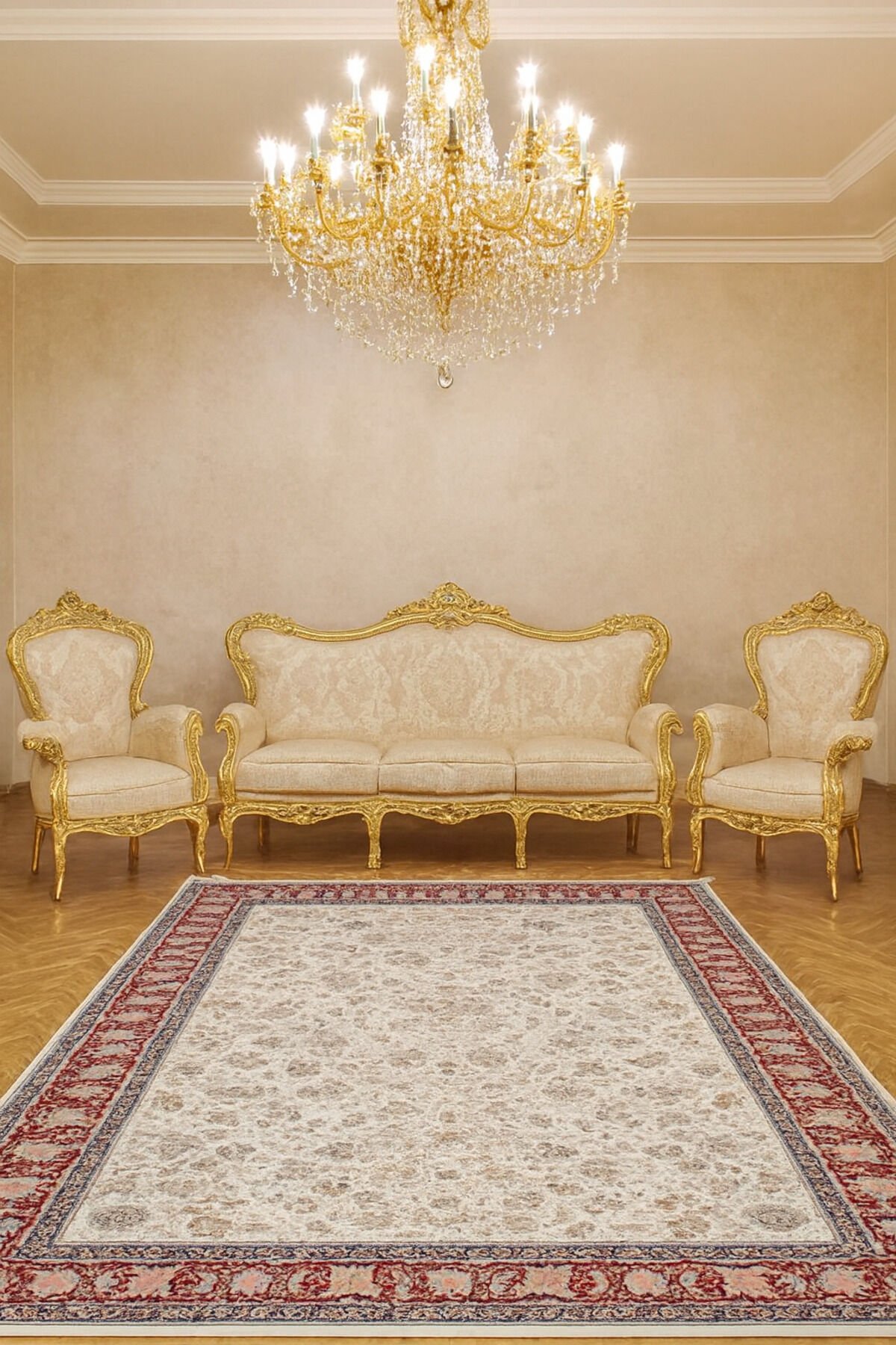 İMPARATOR İPEK AKRİLİK IŞILTILI ORTA KALINLIKTA MUHTEŞEM SALON HALISI Kırmızı - 200 X 300
