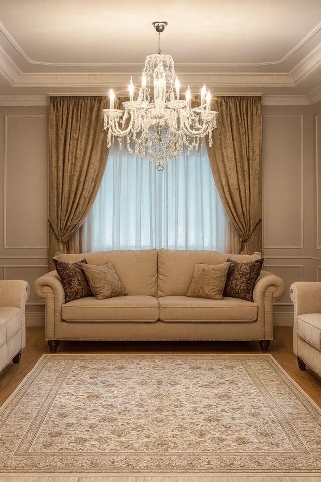 İMPARATOR İPEK AKRİLİK IŞILTILI ORTA KALINLIKTA MUHTEŞEM SALON HALISI Krem - 160 X 230