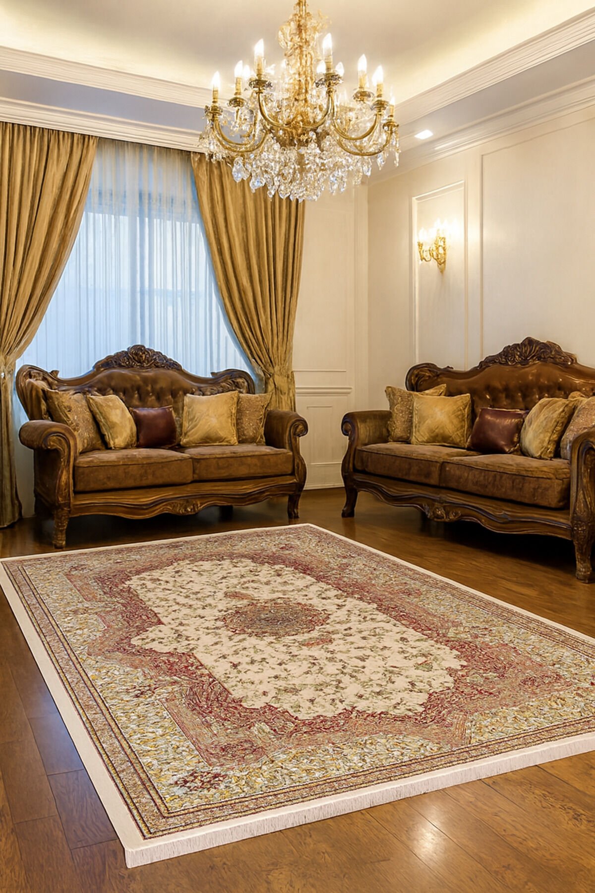HÜNKAR ORTA KALINLIKTA YÜKSEK KALİTE AKRİLİK DOKUMA HALI Altın - 200 X 290
