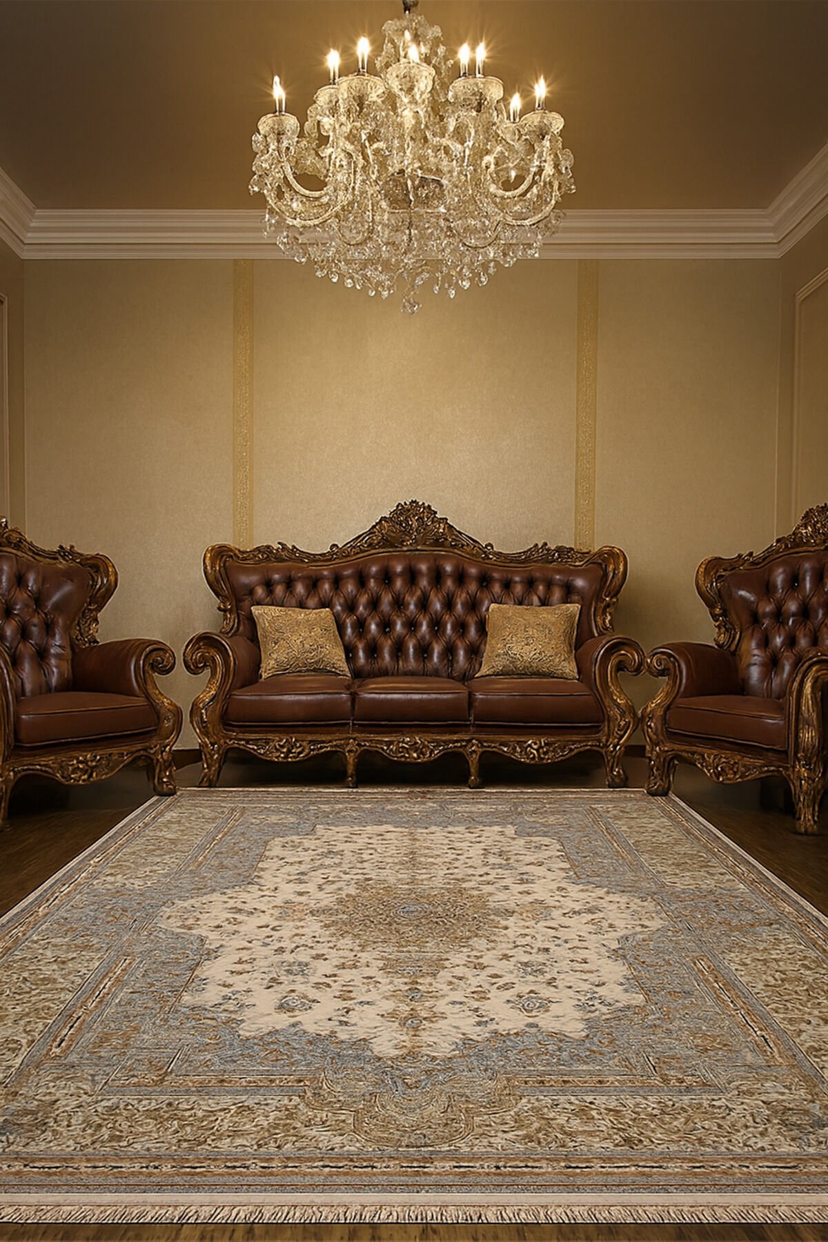 HÜNKAR ORTA KALINLIKTA YÜKSEK KALİTE AKRİLİK DOKUMA HALI Altın - 160 X 230
