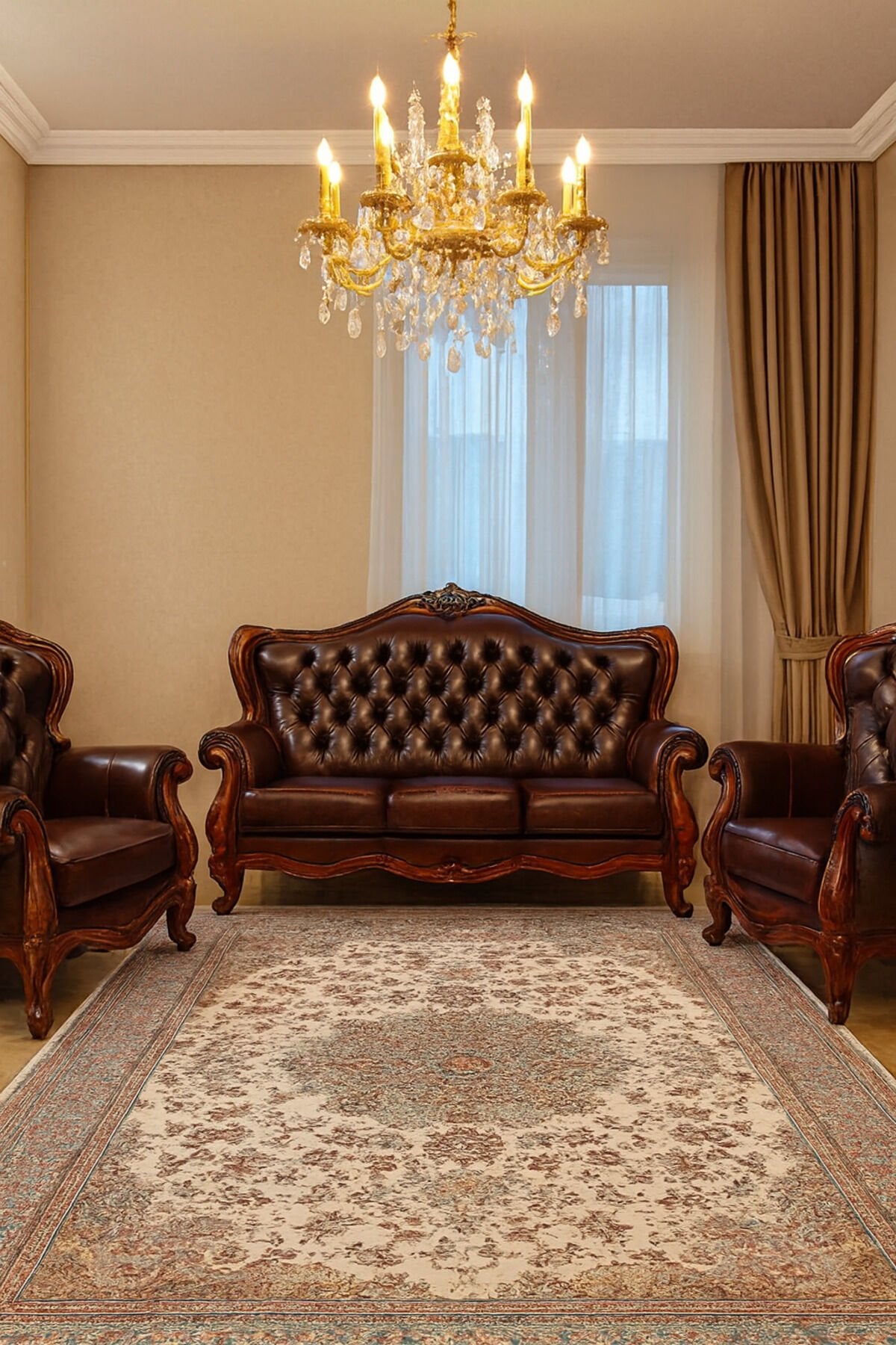 HÜNKAR ORTA KALINLIKTA YÜKSEK KALİTE AKRİLİK DOKUMA HALI Altın - 200 X 300